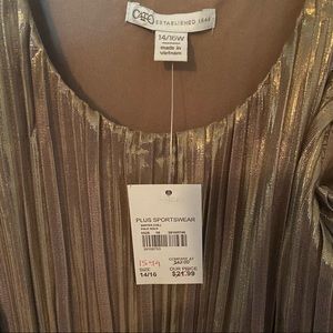 Cato 14/16W Gold Sleeveless Blouse ;